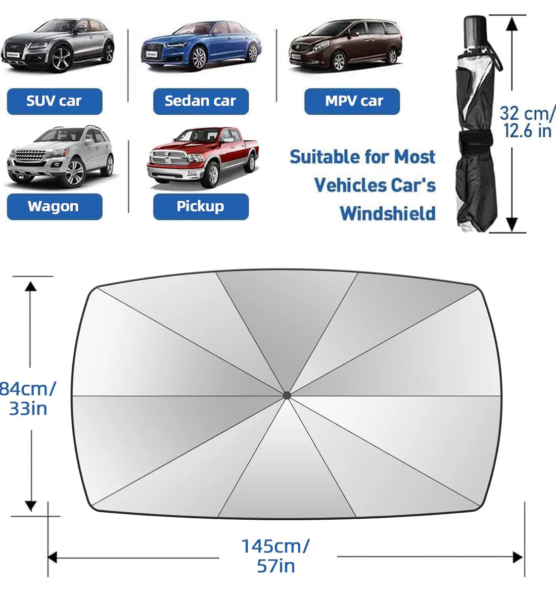 Car Sunshade Umbrella – Windshield UV Protector for Interior Cooling & Sun Protection