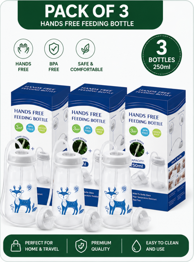 250ml Hands Free Baby Feeding Bottle | Self Feeding Milk Bottle for Babies & Toddlers