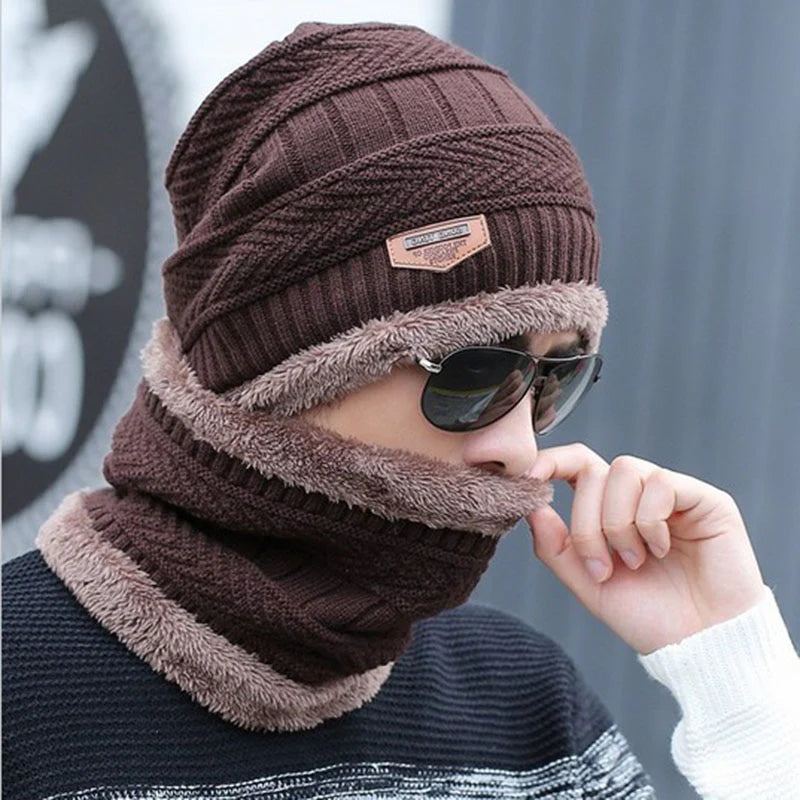 Winter Knitting Cap and Neck Wool Warmer