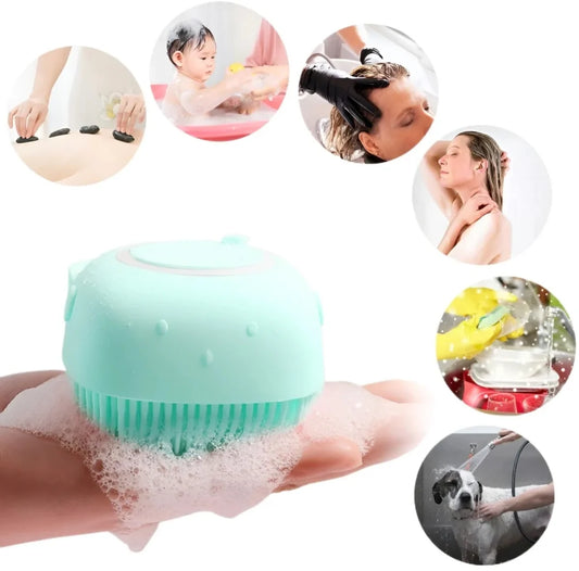 Silicone Bath Body Brush Shower Scrubber with Dispenser for Men & Women