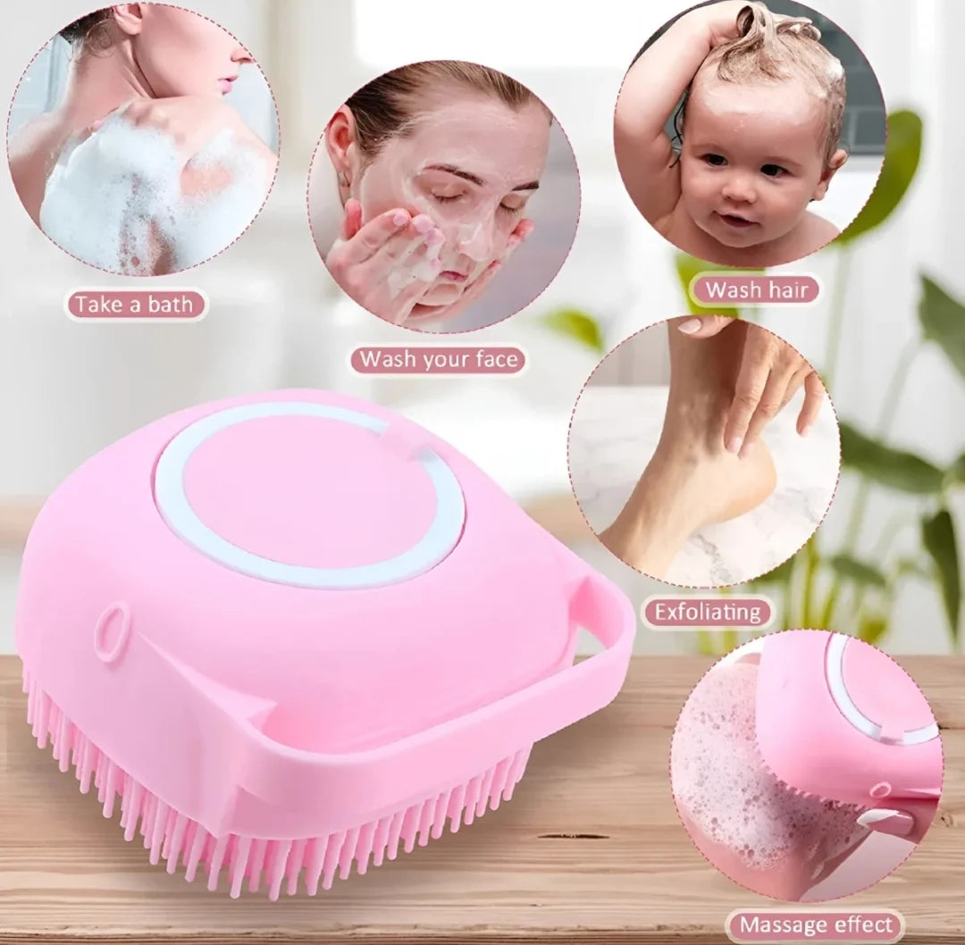 Silicone Bath Body Brush Shower Scrubber with Dispenser for Men & Women