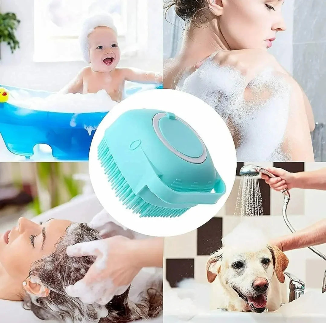 Silicone Bath Body Brush Shower Scrubber with Dispenser for Men & Women