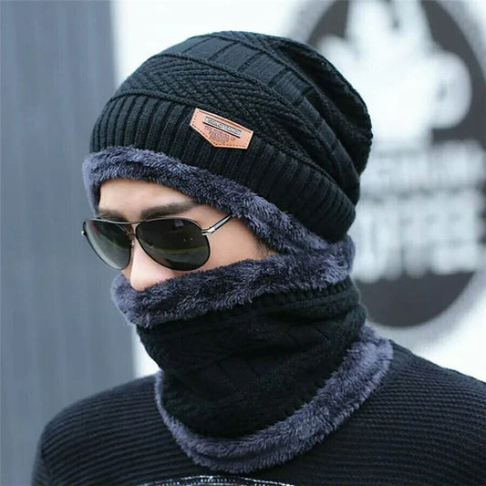 Winter Knitting Cap and Neck Wool Warmer