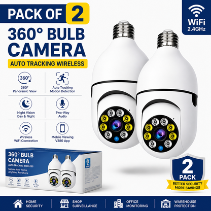 360° Bulb Camera Auto Tracking Wireless WiFi PTZ IP Camera
