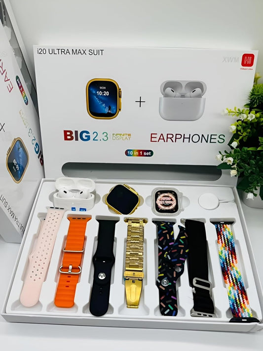 I20 Ultra Max Smart Watch 10 in 1 Box With AirPods