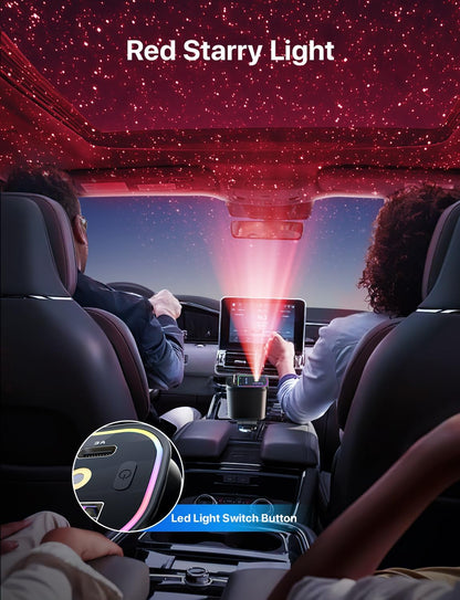 4 in 1 Retractable Car Charger with Starlight Roof Light – Fast Charging USB-C + Lightning Car Adapter | Multi Device Car Charger Pakistan