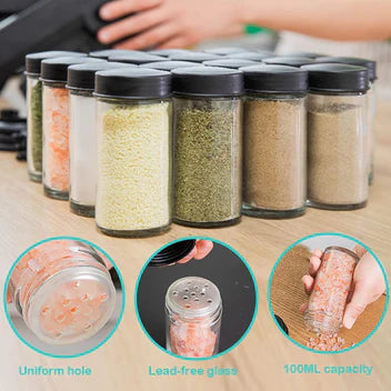 Premium 360° Rotating Spice Rack Organizer with 18 Glass Jars