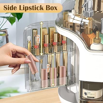 Luxury Makeup & Skincare Organizer Box with Lid & Drawers – Dustproof Waterproof Cosmetic Storage Case for Vanity, Bathroom & Dressing Table