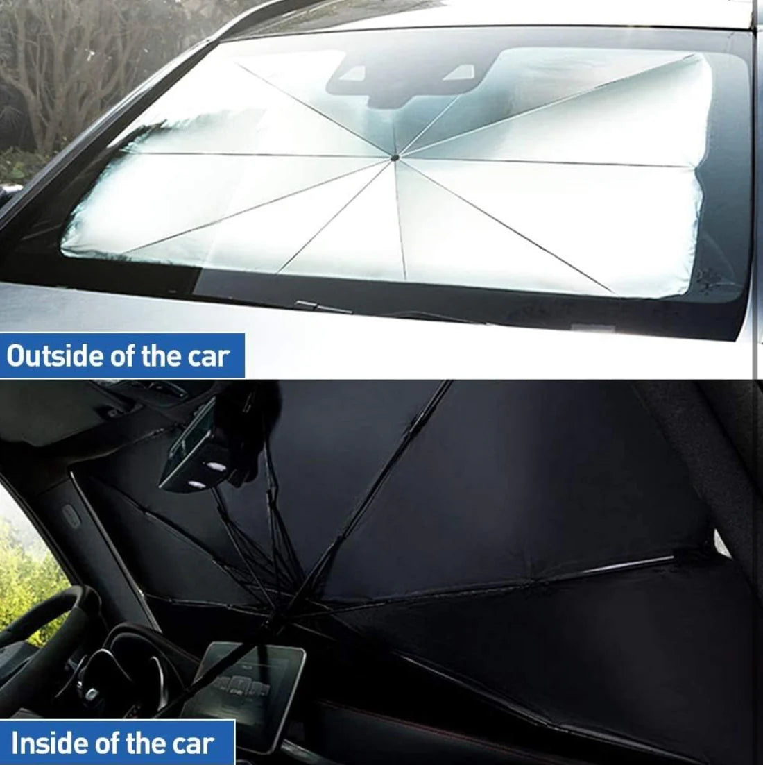 Car Sunshade Umbrella – Windshield UV Protector for Interior Cooling & Sun Protection