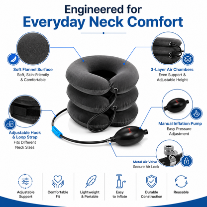 Cervical Spine Traction Neck Pillow – Adjustable Inflatable Neck Support Collar
