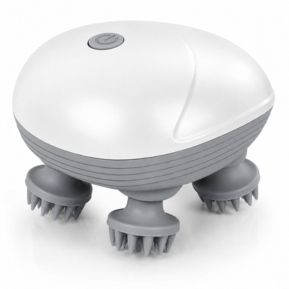 Electric Rechargeable Scalp Massager – 4-Head Waterproof Scalp Massage Device with Silicone Massage Nodes, Cordless Deep Relaxation Massager for Head, Neck & Everyday Wellness