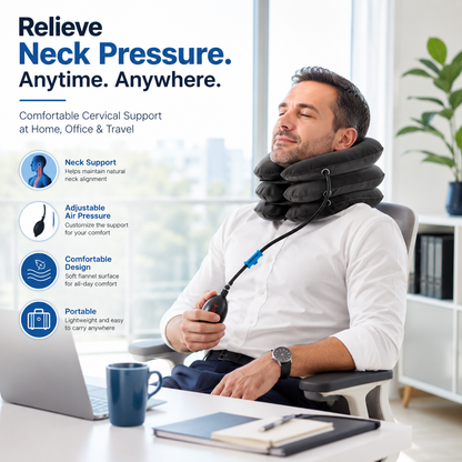 Cervical Spine Traction Neck Pillow – Adjustable Inflatable Neck Support Collar