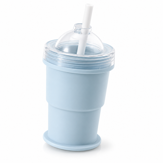 2-in-1 Silicone Ice Ball Maker Cup | Portable Ice Mold with Straw & Leak-Proof Lid