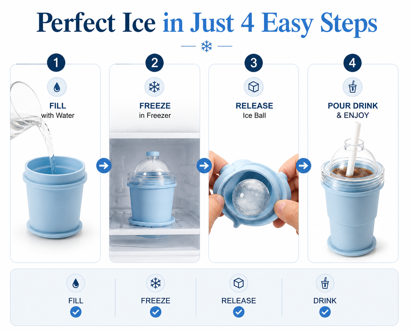 2-in-1 Silicone Ice Ball Maker Cup | Portable Ice Mold with Straw & Leak-Proof Lid