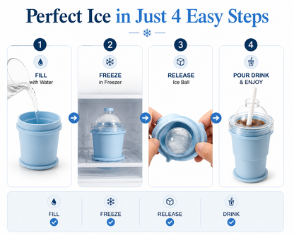 2-in-1 Silicone Ice Ball Maker Cup | Portable Ice Mold with Straw & Leak-Proof Lid