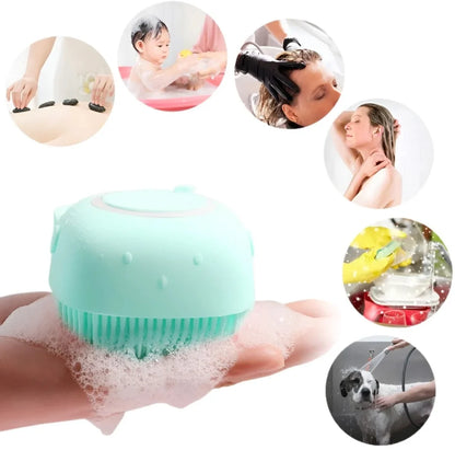 Silicone Bath Body Brush Shower Scrubber with Dispenser for Men & Women