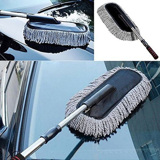 Soft Cotton Car Duster with Extendable Handle for Interior & Exterior Cleaning