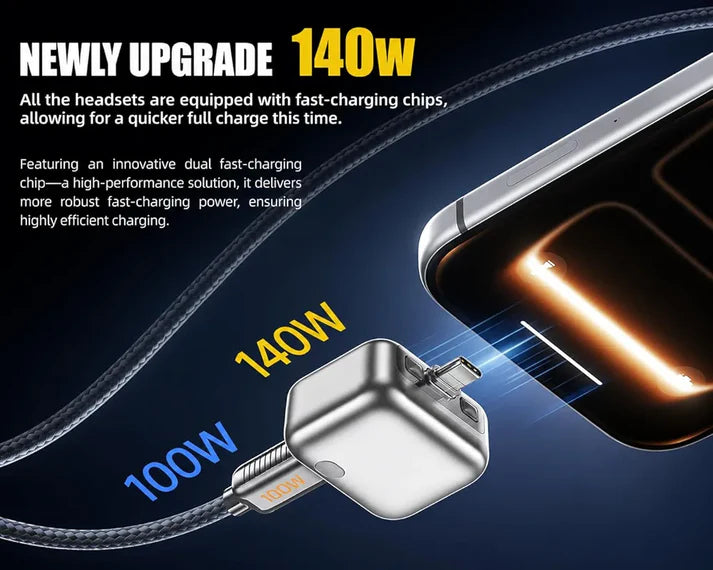 140W Auto Power Disconnector Type-C Fast Charger Cable – Automatically Disconnects at 100% Charge